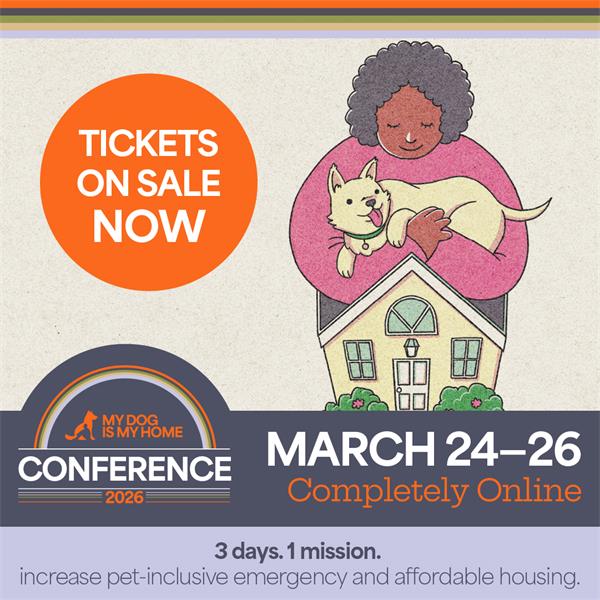 Art depicting a person who has experienced homelessness with their companion animal